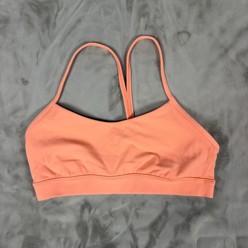 Lululemon Flow Y Bra Nulu Peach Coral Size 8 LW2CTIS